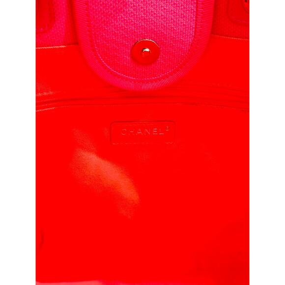 Chanel Deauville Extra Large Neon Pink/Orange  Canvas Tote Shopper Bag - Picture 9 of 16